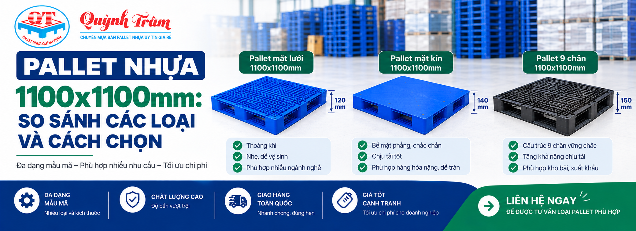 Pallet Nhựa 1100x1100mm: So Sánh Các Loại Và Cách Chọn